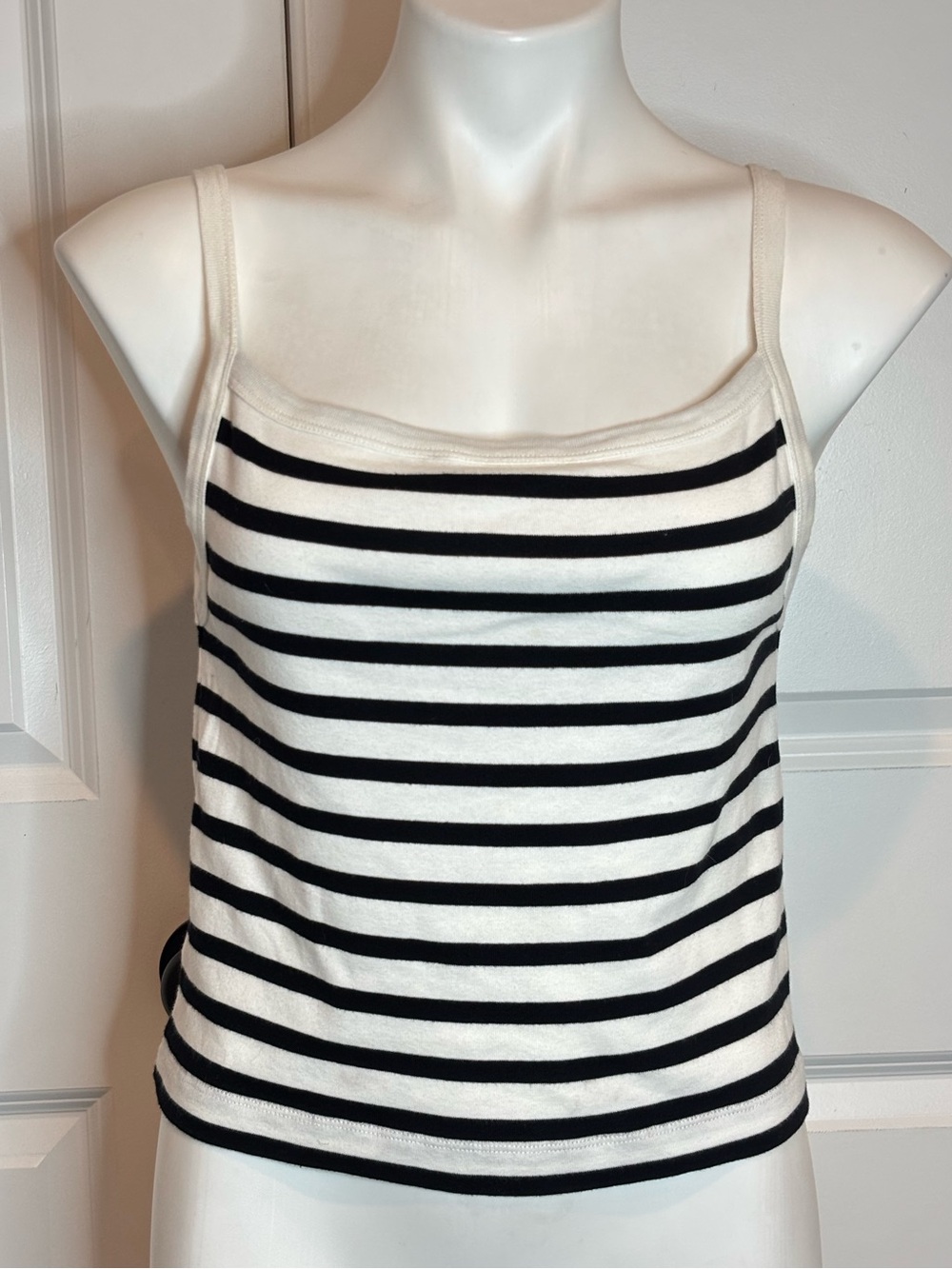 La Ligne Black White Stripe Square Neck Tank Top S